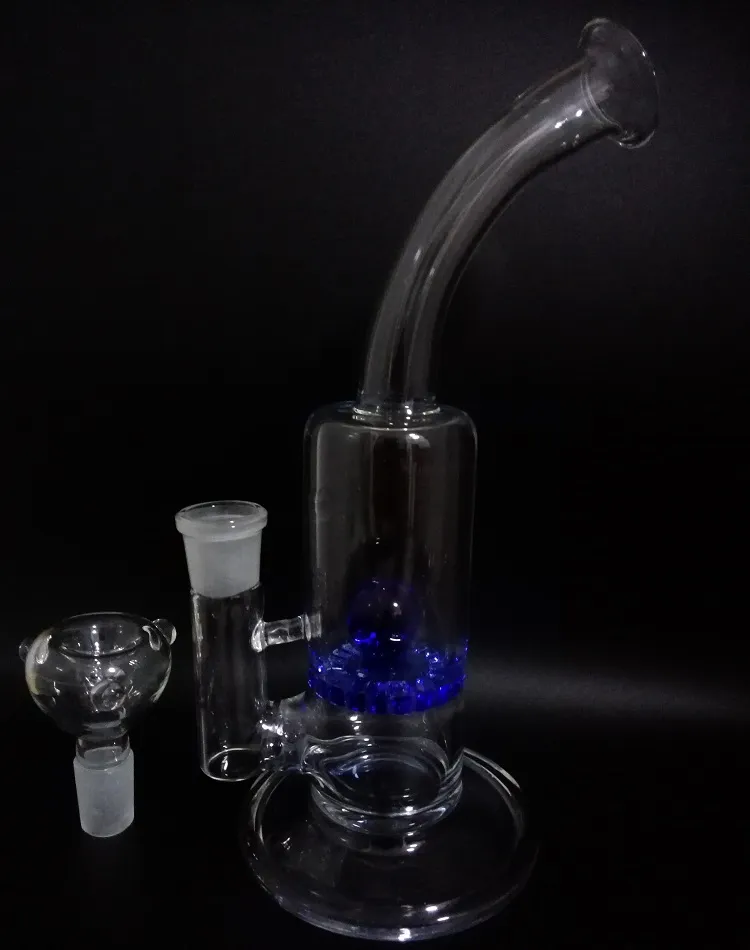 Boll Perc Glas Vattenrör Bong Hookah Perc Shisha Bent Neck Bubbler 18.8mm Kvinna Joint I lager