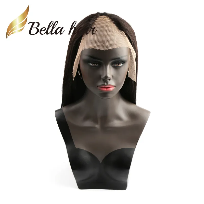 Bellahair 130 % 150 % U 부분 레이스 가발 클립 직선 페루 헤어 가발 24inch 긴 인간 앞 조정 가능