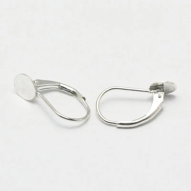 925 Sterling Silver Leverback Earring Findings Pad 6mm Size For Glass