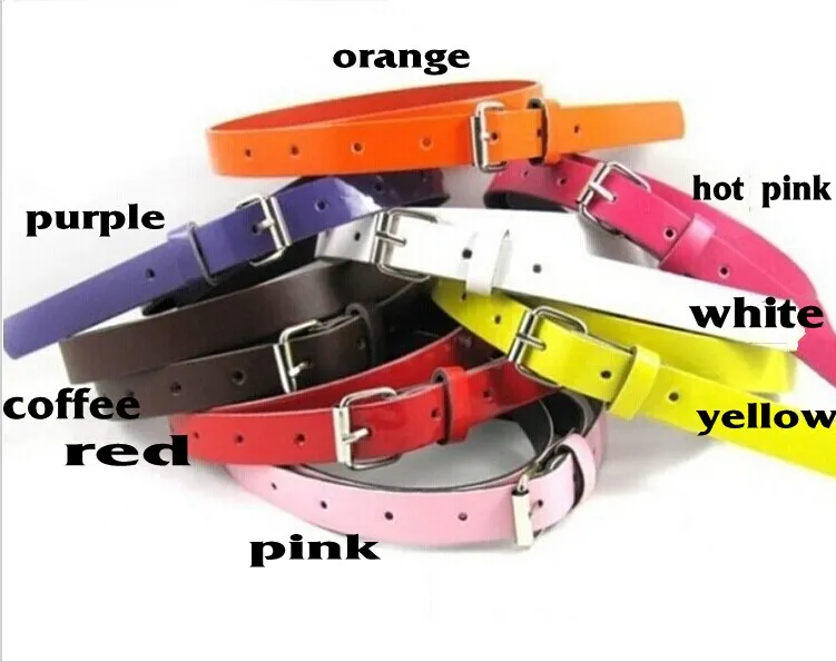 Cute Candy Color PU Leather Belt Alloy Belt Buckles Children Fashion