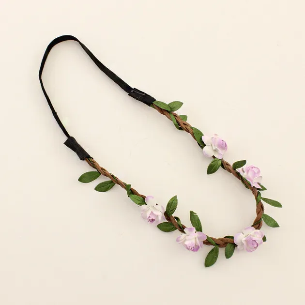 FÖRSÄLJNING! Mode Kvinnor Brudblomma Headband Bohemian Style Rose Flower Crown Hairband Ladies Elastic Beach Hår Tillbehör 30st