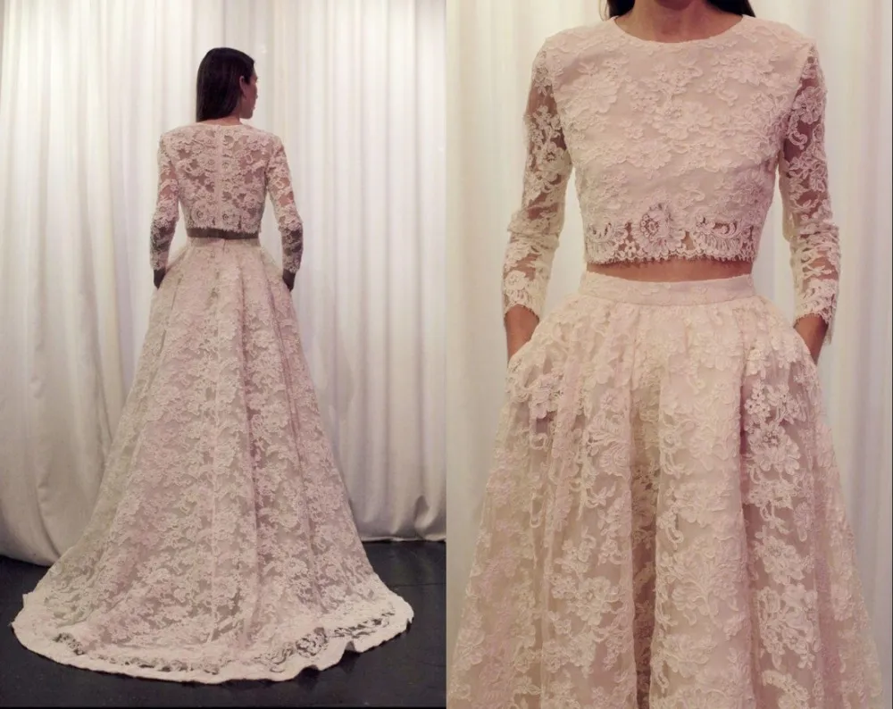 Lace Wedding Dresses Sexy Long Sleeve Court Train Ivory Robe De Mariage A Line Floor Length Bridal Gowns