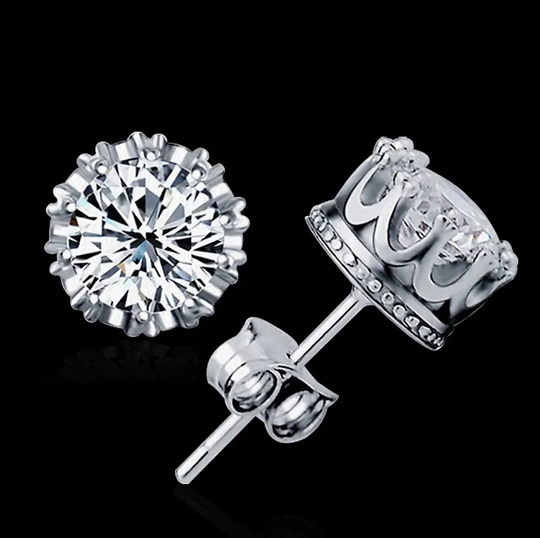 Band Nieuwe Crown Wedding Stud Earring 2017 Nieuwe 925 Sterling Silver CZ Simulated Diamonds Engagement Mooie Sieraden Crystal Oor Ringen