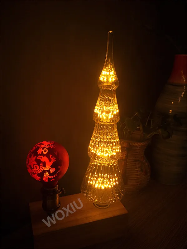 WOXIU árvore de natal Do Vintage vidro Filamento Do Vintage Lâmpada Edison Retro Lâmpada Céu estrelas morno branco decorações do dia de natal