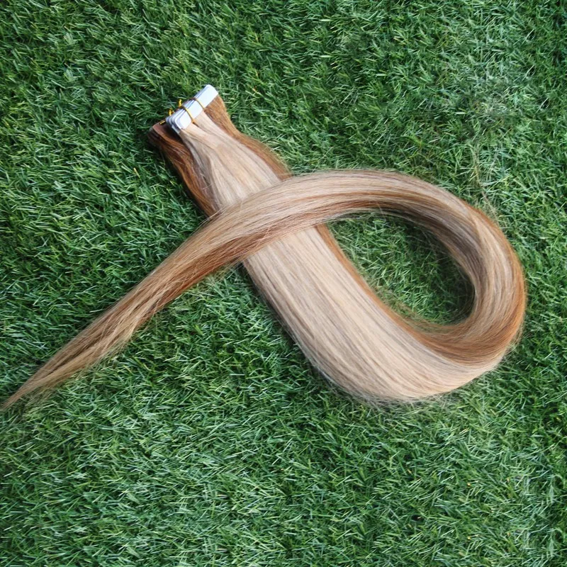 tape in human hair extensions Skin Wefts Tape Seamless P8/613 Use of human hair Straight 100g blonde tape human hair