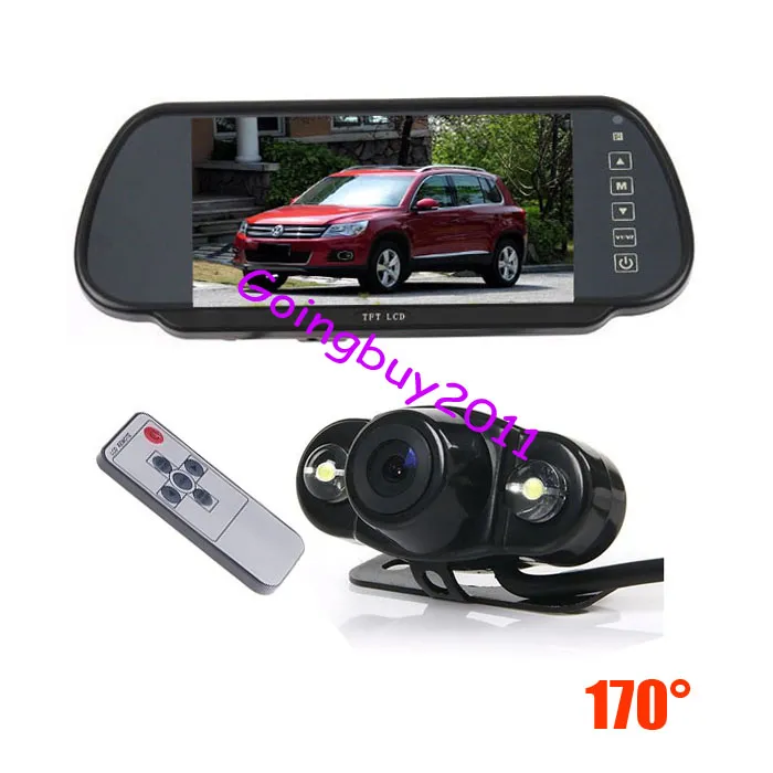 2 LED Night Vision Car Parking Backup Reversing Camera 170 Degree 7quot TFT LCD Mirror Monitor Car Rear View Kit Waterproof4194258