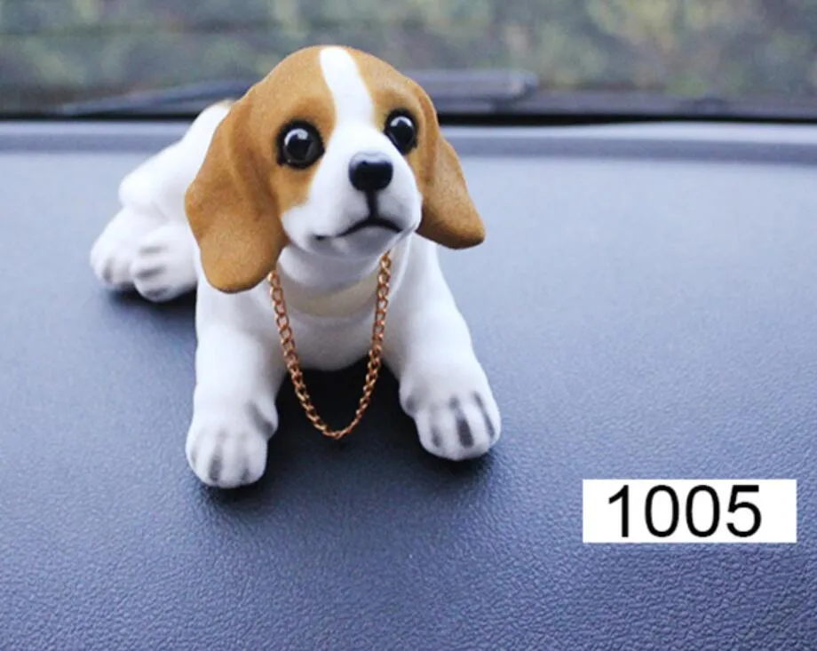 A50D KFZ Auto Dekoration Bobbing Leiter Hund Beagle wackeldackel mit  Halskette