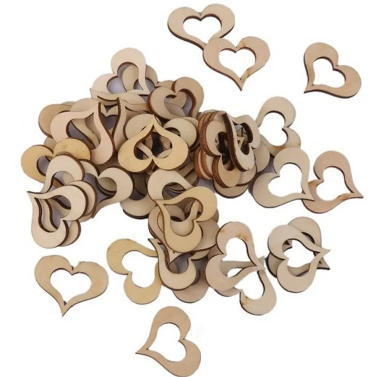 100-Pack wood Heart wedding decoration party ornament laser hallow touchlove heart decor Home Wedding Stage Prop