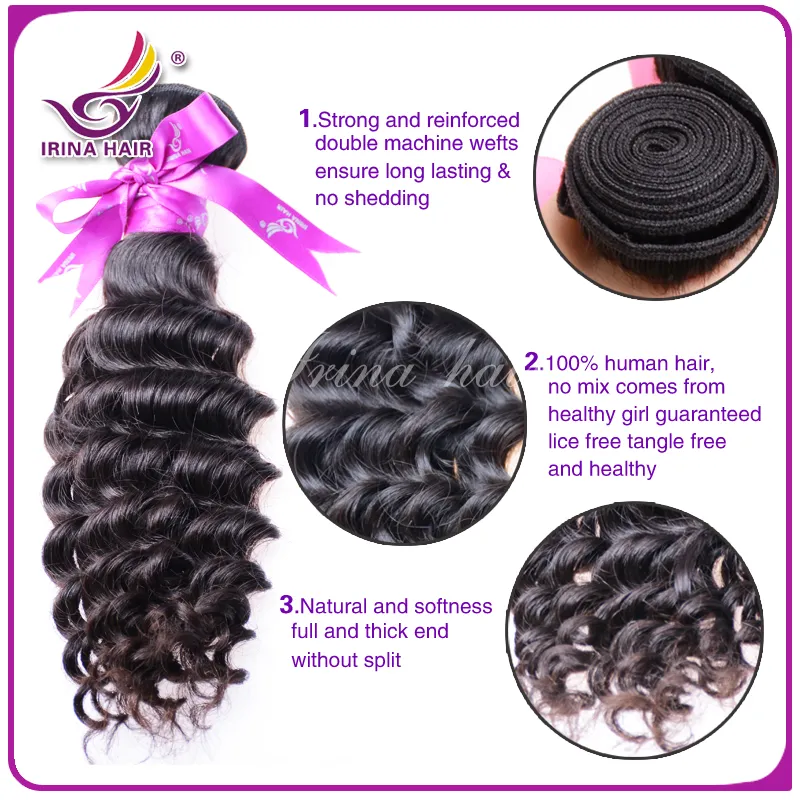 6A 인도 곱슬 버진 머리카락 / 자연 색상, 처리되지 않은 인도 깊은 곱슬 머리 확장 판매, 인간의 머리카락 직물 무료 배송