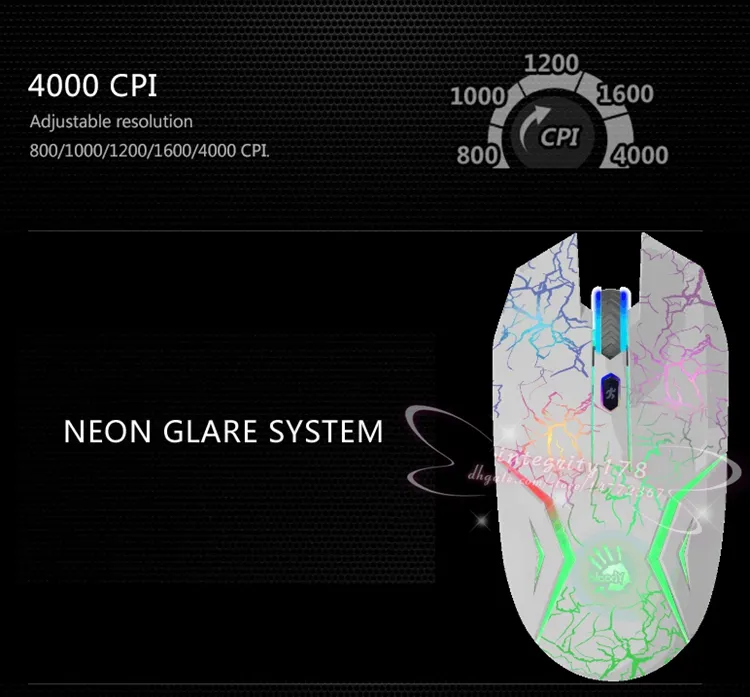 4000 CPI Bloody N50 NEON GAMING MOUSE WORLD最速キー応答ライトストリックゲーミングマウス赤外線マウス3831656