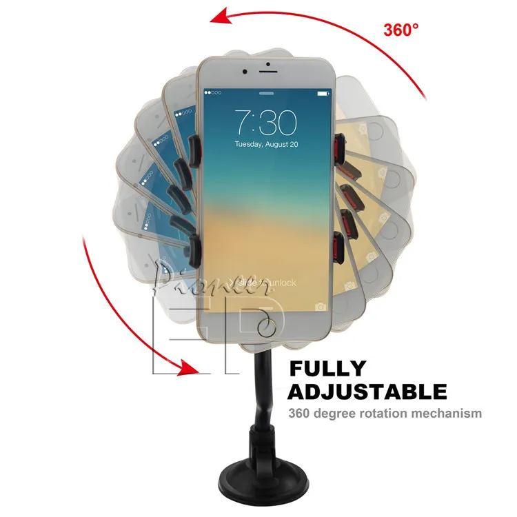 Dla iPhone 66S podwójny montaż samochodu EasyTouse Universal Long Armneck 360 ° Rotation Shindshield Holder dla telefonów komórkowych R2020836