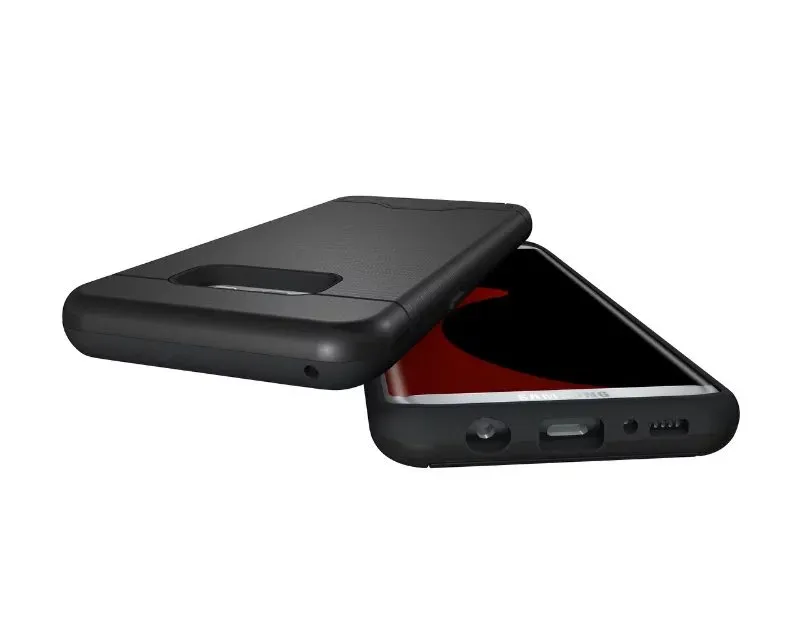 Card Slot Case för Samsung S8 S8 Plus Armour Case Hard Shell Back Cover med Kickstand Case för Samsung S7 S7 Edge J7 J5
