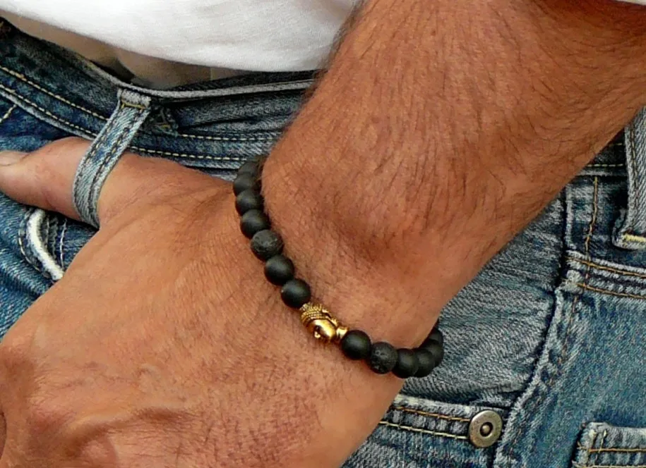 SN0230 Lucky Buddha Armband Yoga Armband Zwart Lava Matte Onyx Kralen Armband Boeddha Sieraden Trendy Mala Armband