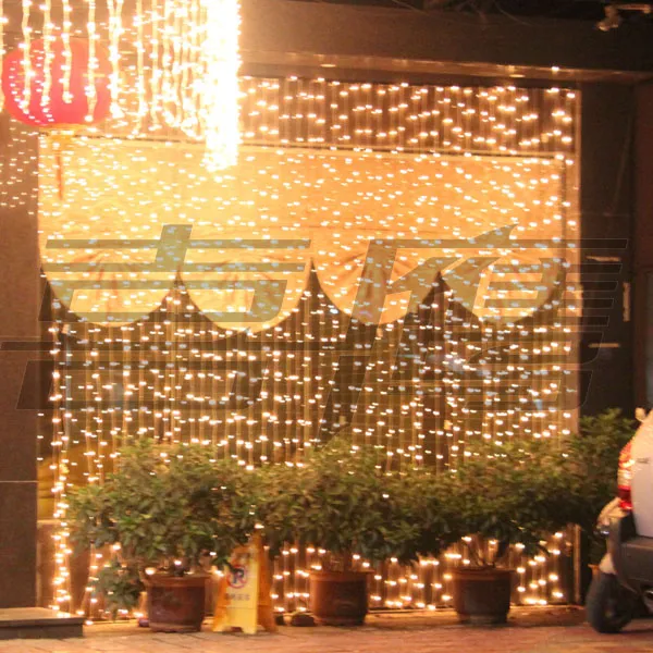 3M x 3m 300 LED 야외 홈 따뜻한 화이트 크리스마스 장식 크리스마스 문자열 요정 커튼 화환 파티 조명 결혼식을위한