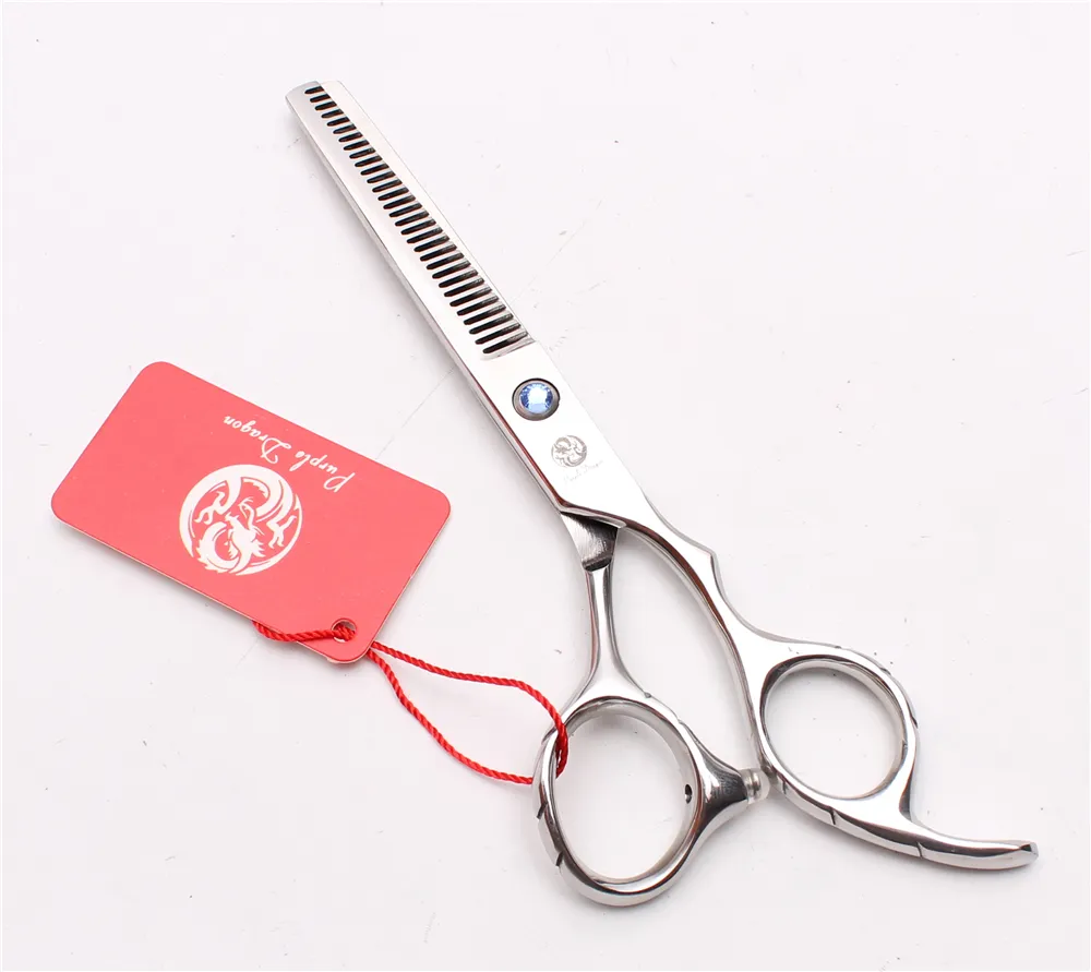 5.5" 16cm Japan 440C Purple Dragon Professional Human Hair Scissors Barbers' Hairdressing Shears Double Side Teeth 15% Thinning Rate Z2001