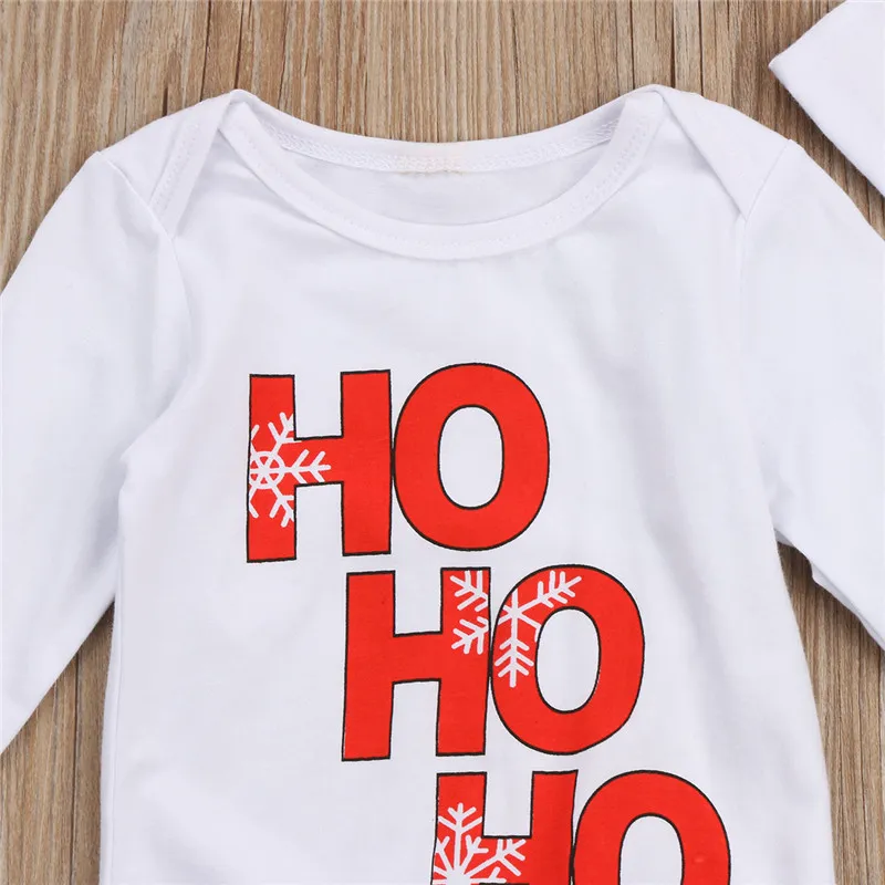 Kids Christmas Clothing Snowflake Deer Print Cotton Suits Toddler Spädbarn Baby Boys Girls Romper Byxor Hat Outfits Ställ in nyfödda kläder