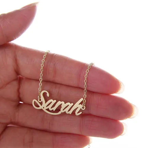 Personalisierte Namenskette für Damen, personalisierte Namensschild-Halskette, Sarah, Edelstahl, Gold und Silber, individueller Schmuck 324o