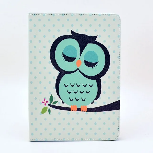 Couverture tribale de chat de fleur de hibou mignon avec le support étui en cuir d'unité centrale pour l'ipad mini 2 3 4 air 5 air2 6 gratuit