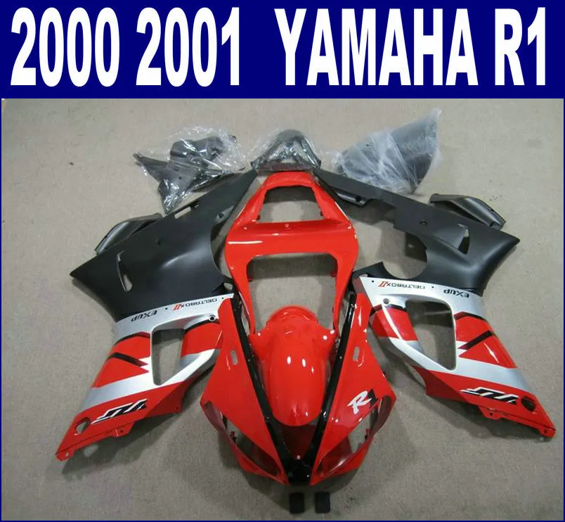 7 kostenlose Geschenke ABS-Verkleidungsset für Yamaha 2000 2001 YZF R1 rot weiß schwarz Verkleidungsset YZF-R1 00 01 Motorradset BR37