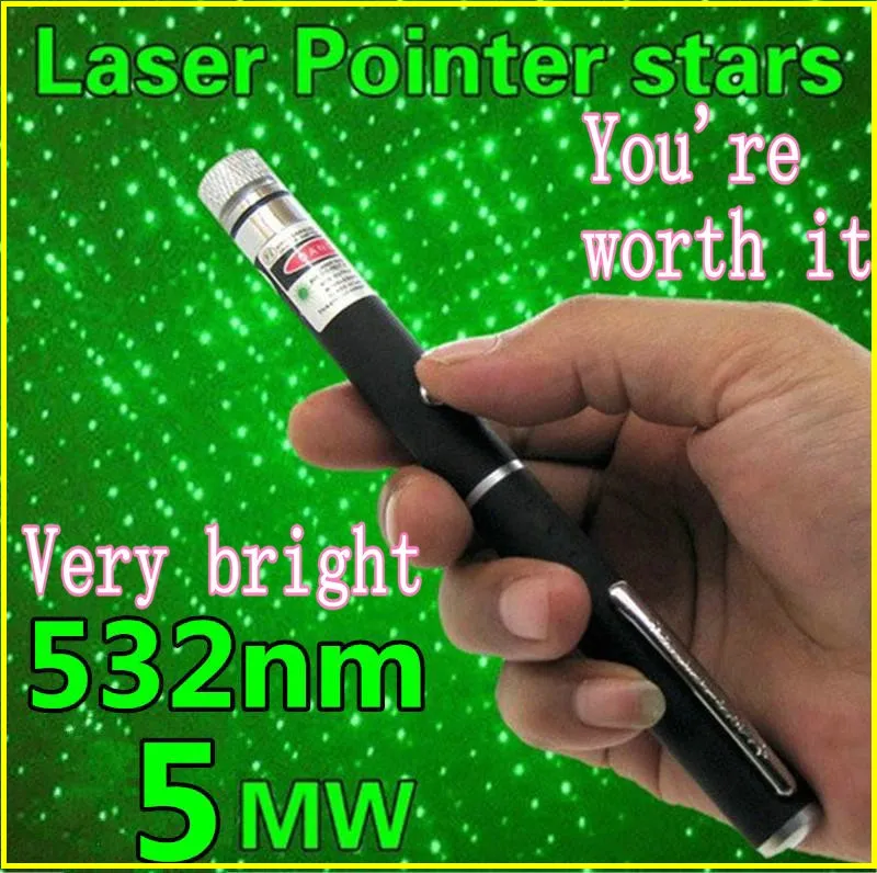 2in1 Star Cap Pattern 532nm 5mw Green Laser Pointer Pen Star Head Laser
