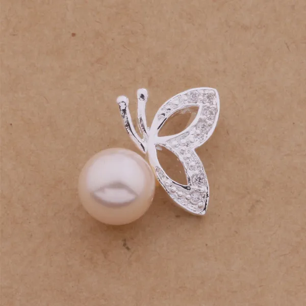 with tracking number Best Most Hot sell Women's Delicate Gift Jewelry 925 Silver Pearl Butterfly Necklace