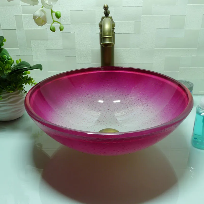 Salle de bain en verre trempé Perte à main le comptoir supérieur bassin en forme de bateau Basins lavabo de lavabo de vesti