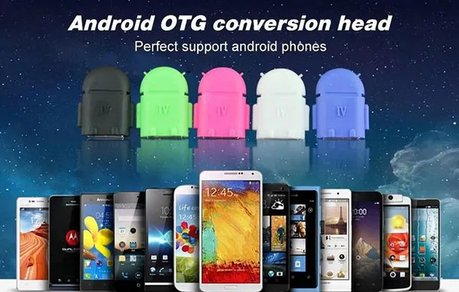 Кабель-адаптер Micro Mini USB OTG для Samsung Galaxy S3 S4 HTC Tablet PC MP3 MP4 Смартфон Многоцветный Android Robot Shape2807195