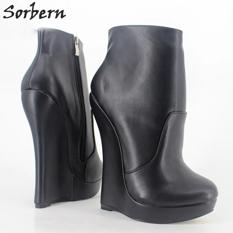 Sorbern Custom Boots Fetish Stallion Horse Hoof Sole Ankle Boots With Zip BDSM Platform Rock Star Night Club Goth Punk Hi Heel Boot