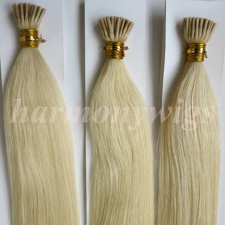 미리 보세 브라질 머리카락 난 인간의 머리카락을 확장 팁 50g 50Strands 18 20 22 24inch # 60 / Platinum Blonde Indian hair products