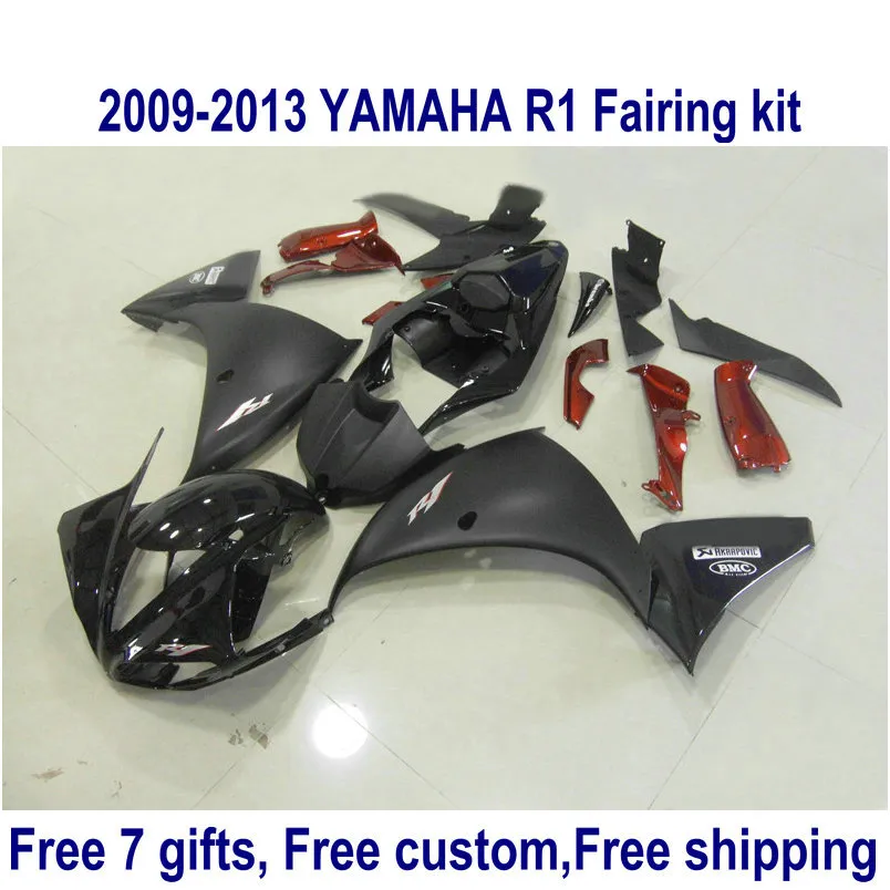 Kit de carénage de haute qualité pour YAMAHA R1 2009-2011 2012 2013, ensemble de carénages en cuivre noir YZF R1 09-13, carrosserie HA31