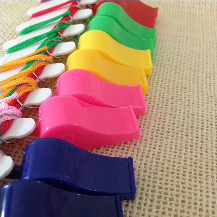 Promotion colorful plastic Sport whistle with lanyard mixed DHL Fedex 