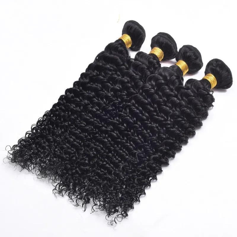 7A Betyg-längd 12-28 tum Deep Wave Hair Weft 100% Human Virgin Brazilian Hair Bundle 60g/PCS 5st/Lot, DHL Free