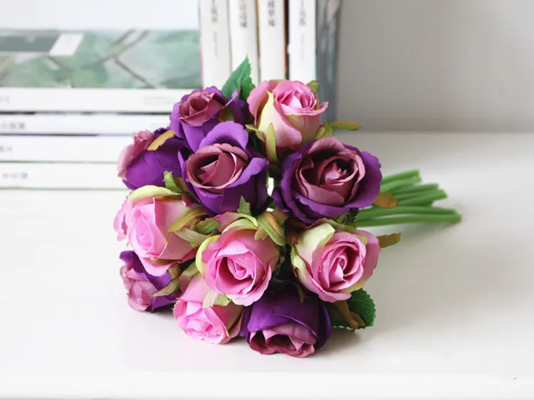 silk rose flowers Bridal Wedding Bouquets wedding table centre display roses Artificial Flowers Silk Rosefloyd rose body SF0201