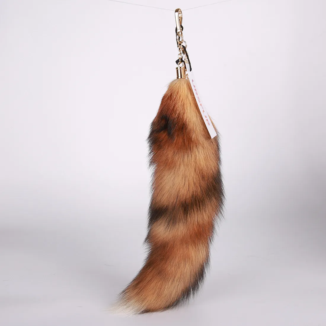 URSFUR Genuine Canadian Red Fox Tails Keychains Natural Color 15 Fox