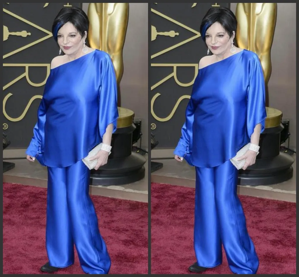 2019 New Liza Minelli In Oscars Trousers Suits Celebrity Gowns Long Sleeves Evening Dresses Two Pieces Taffeta Plus Size Wide-legged Pants 1