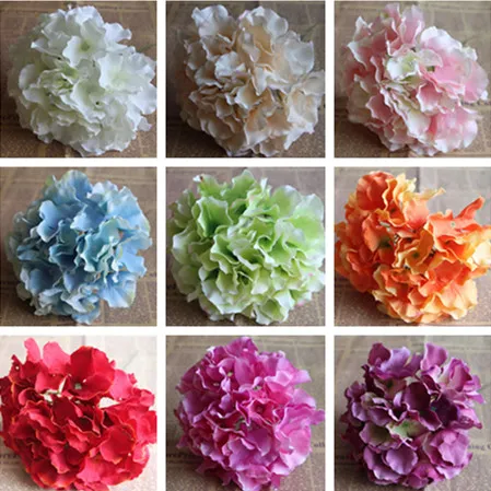 Tête de fleur d'hortensia en soie Dia. Fleurs artificielles hortensias européennes, 16cm/6.3 pouces, 48 pièces/lot, pour bricolage, Bouquet de mariée, Corsage de poignet