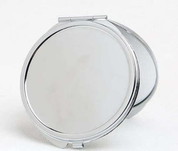 Nowa srebrna kieszeń cienka kompaktowa lustro puste okrągłe metalowe lustro makijaż DIY lustro kosztowe prezent ślubny SL1140