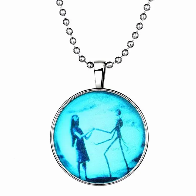 Christmas Gift Pendant Necklace Luminous Halloween Ghost Dialogue 21g 60cm Long Alloy Resin Necklace Clothing Accessories