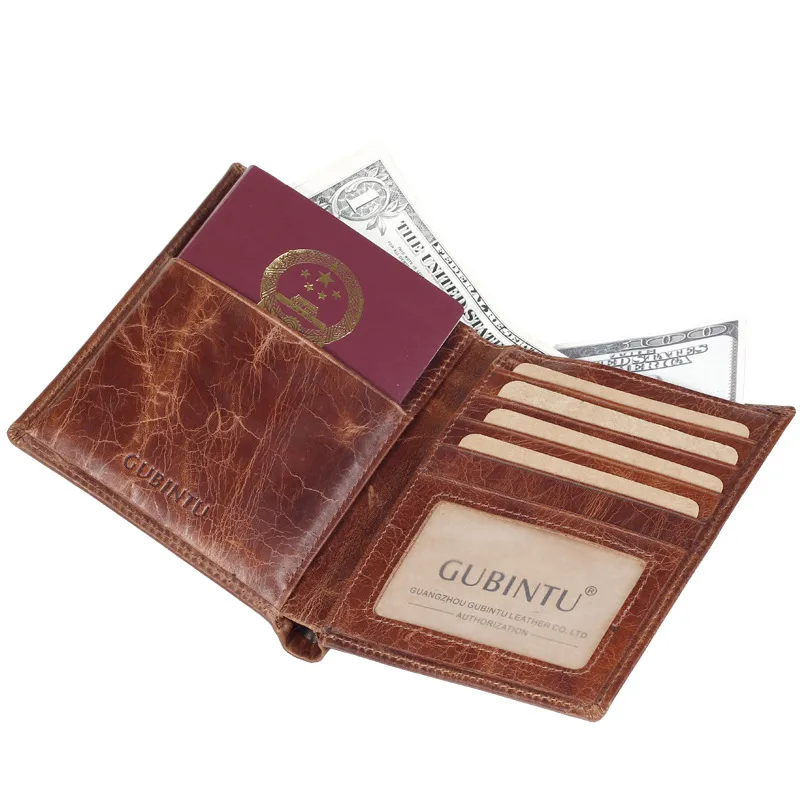 hot sale high quality Multifunctional credit card holder travel wallet vintage cowhide fine leather passport holder