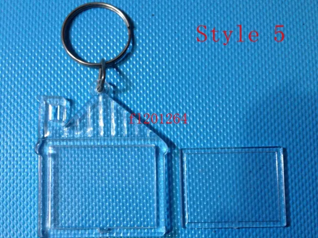 / plus récent bricolage acrylique blanc Po porte-clés en forme de porte-clés clairs insérer Po en plastique Keyrings267S