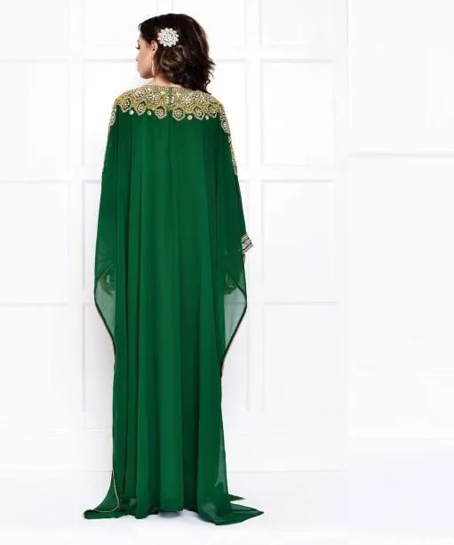 2015 Arabic Fashion Dark Green Long Sleeve Chiffon Evening Dress with  Crystals and Sequins from Dhgate Evening Dresses
