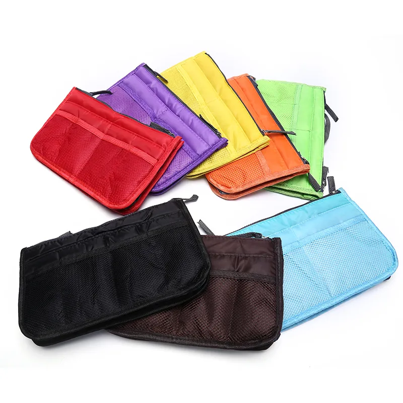 Portable Double Zipper Bag Insert doublure sac à main Organisateur Sac à main Femmes Voyage Bourse Sac à main dans le sac Organisateur