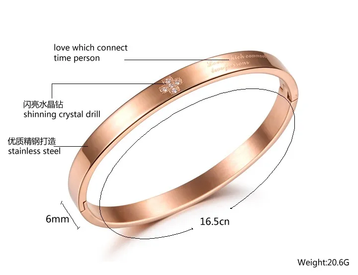 women stainless steel rose gold plated cubic zirconia cross pattern bracelets bangles for women fashion charm jewelry gifts