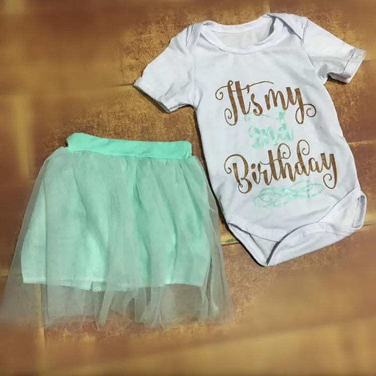 Abbigliamento neonate Abito estivo con tutù con fiocco in paillettes È il mio primo compleanno Pagliaccetto + Fascia capelli + Gonna tutù Set di vestiti bambina Regalo di compleanno