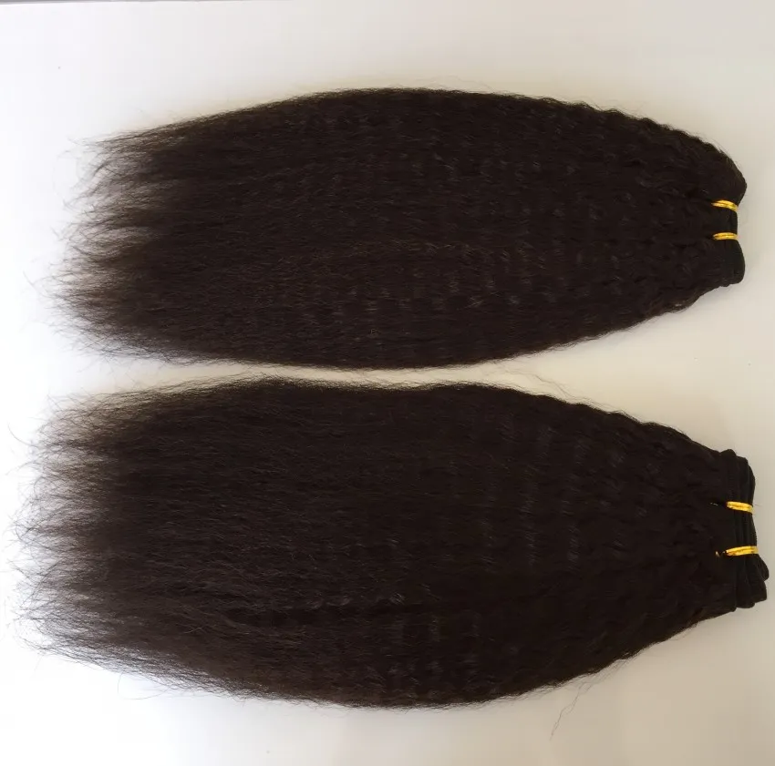 Cabelo virgem brasileiro Clipe reto em Extensão de Cabelo Humano /Conjunto de 120g Clipe em Extensio