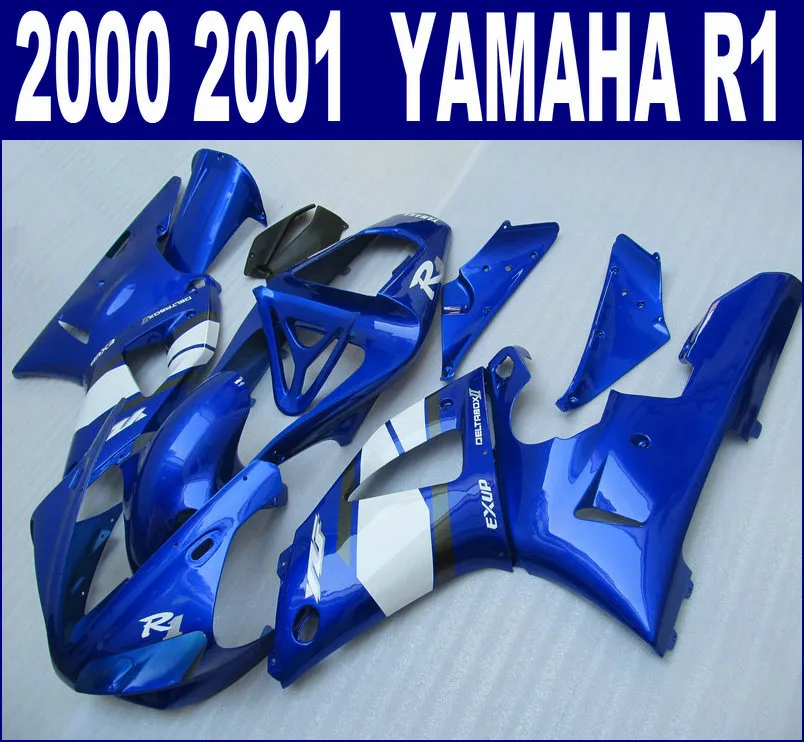 Free customize fairing kit for YAMAHA 2000 2001 YZF R1 bodykits YZF-R1 00 01 blue black white fairings set BR15 + 7 gifts