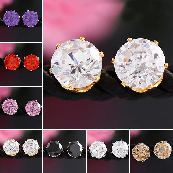 Oorbellen voor Vrouw Bruiloft Sieraden Strass Gemstone Crystal Stud Oorbellen Koreaanse Mode-sieraden 925 Verzilverd Zirkoon CZ Stud Oorbellen