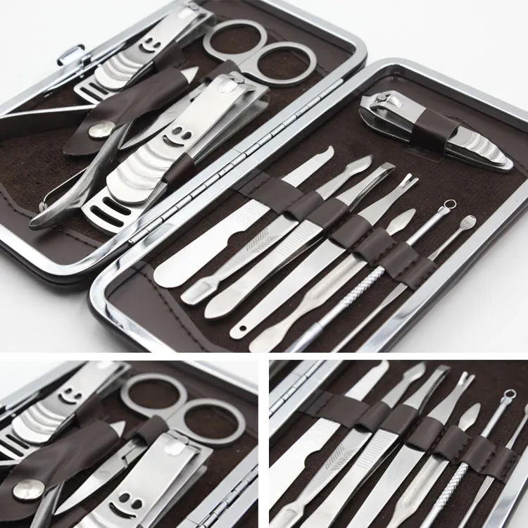 Nail care Tools Leather Case for Personal Manicure & Pedicure Set Travel & Grooming Kit Tools With Retail package DHL 