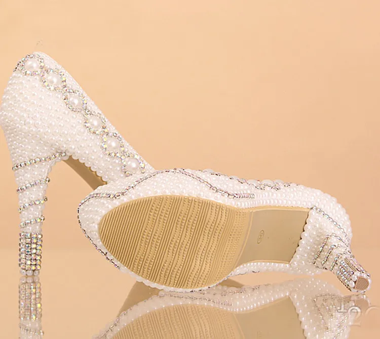 Nicest Pearl High Heel weddingRhinestone Crystal bridal shoes wedding shoes 35-39 Lady Fashion Shoes Christmas Gift