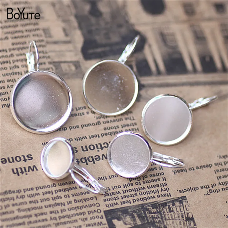 BoYuTe Plated Round 12 18 20 MM Cabochon Base Earring Blanks Diy Jewelry Findings Components1534046